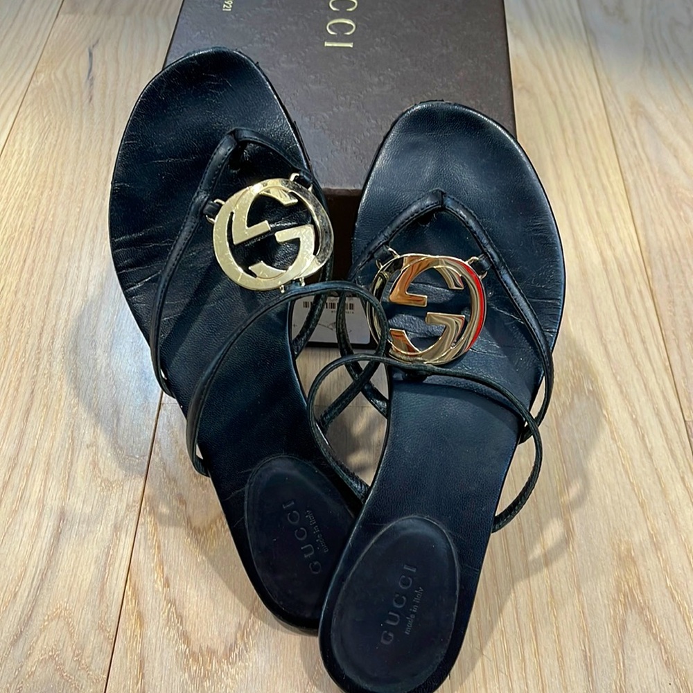 GUCCI Lifford Nero leather sandals